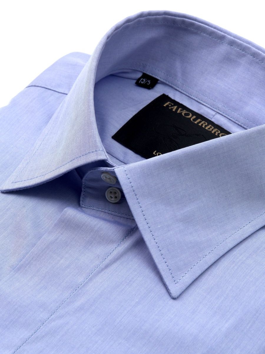 Menswear Favourbrook Shirts | Lilac Blue Poplin Cotton Gatsby Shirt