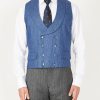 Menswear Favourbrook Waistcoats | Indigo Woodcroft Linen Double Breasted 8 Button Shawl Lapel Waistcoat