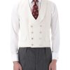 Menswear Favourbrook Waistcoats | Cream Gabardine Wool Double Breasted 8 Button Shawl Lapel Waistcoat