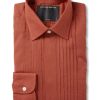 Menswear Favourbrook Shirts | Burnt Orange Cooper Cotton Pintuck Dress Shirt