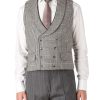 Menswear Favourbrook Waistcoats | Black Clarence Check Wool Double Breasted 8 Button Shawl Lapel Piped Waistcoat