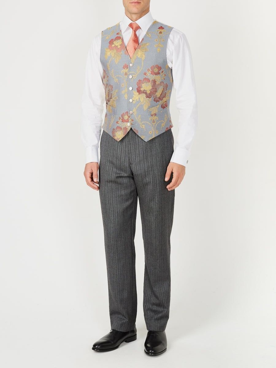 Menswear Favourbrook Waistcoats | Sky Belvoir Cotton Single Breasted 6 Button Waistcoat