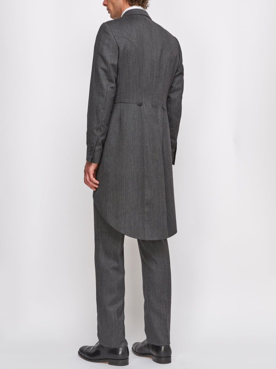 Menswear Favourbrook Morning Coats | Grey Norfolk Herringbone Wool Morning Coat