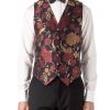 Menswear Favourbrook Waistcoats | Navy Red Winnington Silk Single Breasted 6 Button Waistcoat