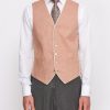 Menswear Favourbrook Waistcoats | Sidmouth Pink Linen Single Breasted 6 Button Piped Waistcoat