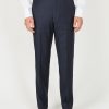 Menswear Favourbrook Trousers | Navy Furlong Wool High Waisted Flat Front Trouser