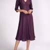 Womenswear Favourbrook Dresses | Poppy Dress Burgundy Plain Silk Satin