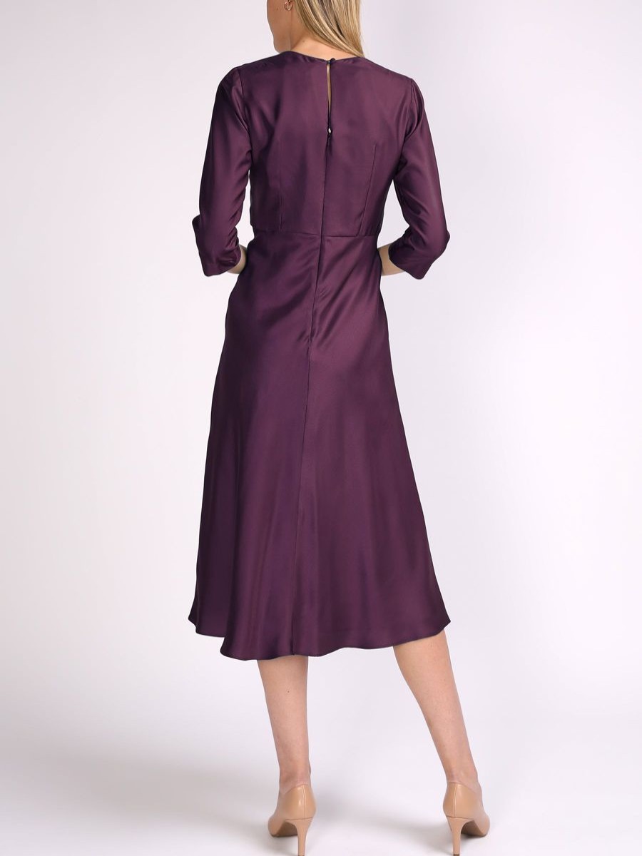 Womenswear Favourbrook Dresses | Poppy Dress Burgundy Plain Silk Satin