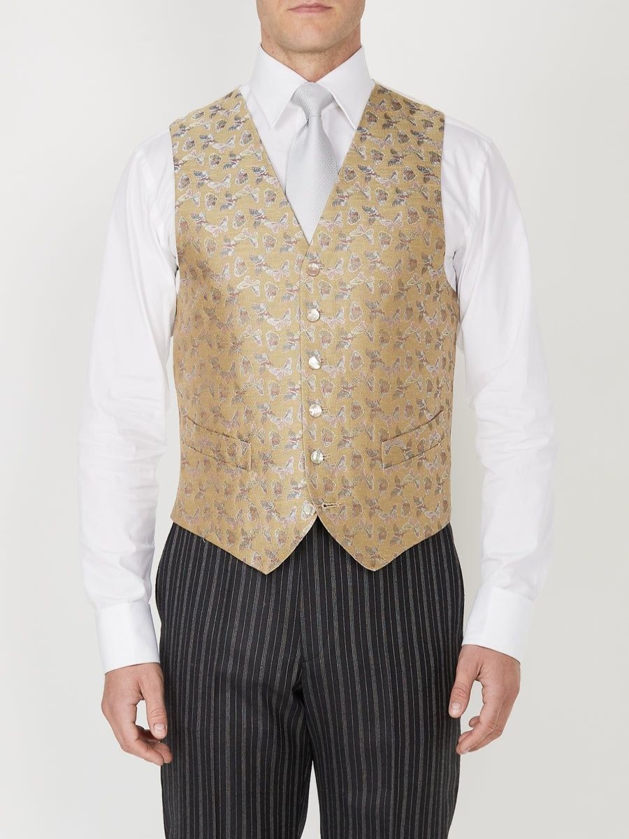 Menswear Favourbrook Waistcoats | Victoria Champagne Single Breasted 6 Button Waistcoat