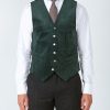 Menswear Favourbrook Waistcoats | Green Penton Cord Cotton Single Breasted 6 Button Ticket Pocket Waistcoat