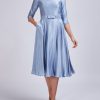 Womenswear Favourbrook Dresses | Serena Circle Long Dress Pale Blue Sandwashed Crepe Silk Satin