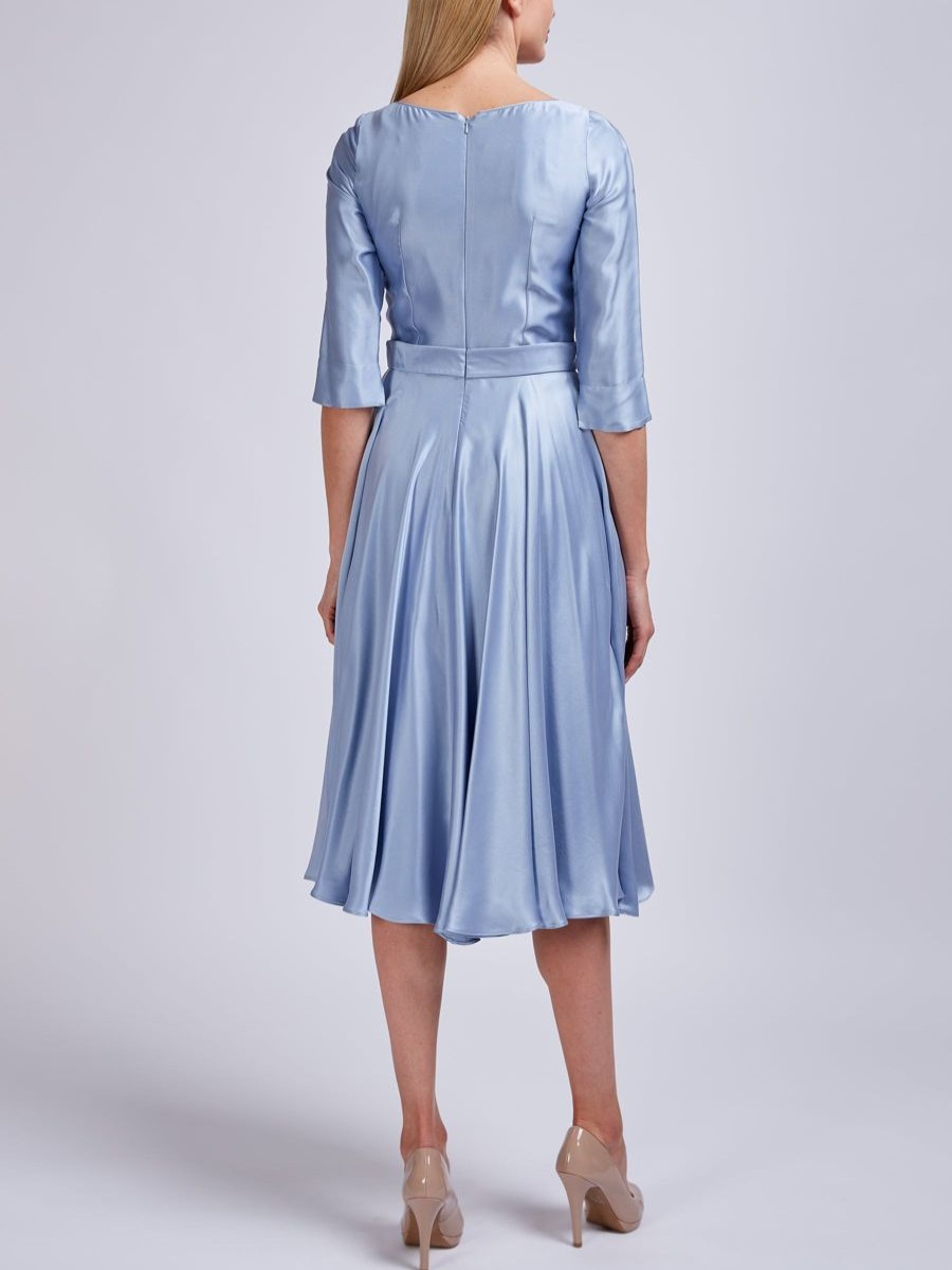 Womenswear Favourbrook Dresses | Serena Circle Long Dress Pale Blue Sandwashed Crepe Silk Satin