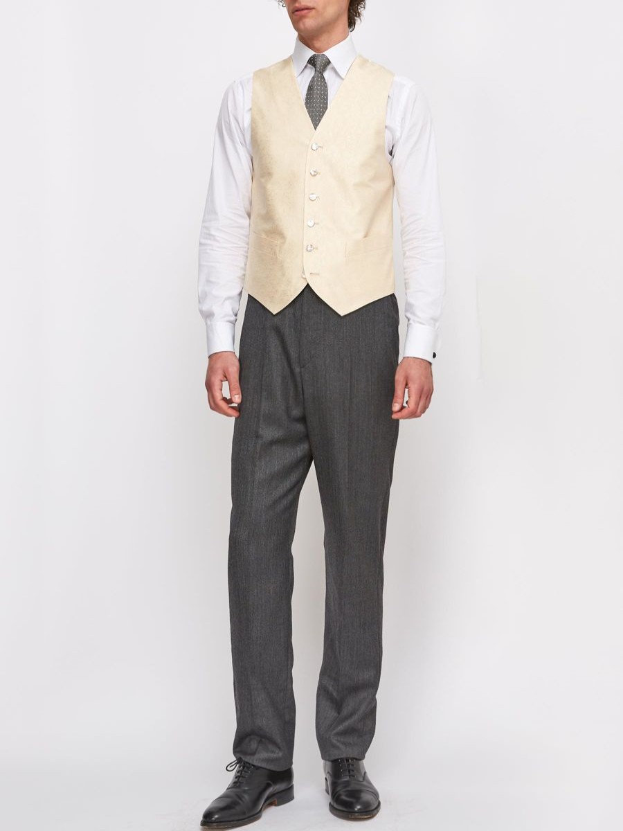 Menswear Favourbrook Waistcoats | Champagne Romanoff Silk Single Breasted 6 Button Waistcoat