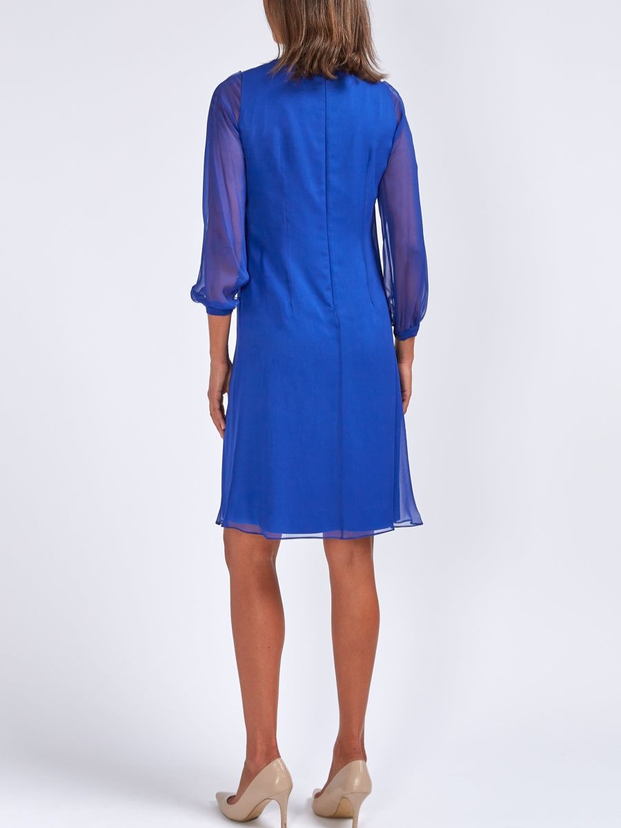 Womenswear Favourbrook Dresses | Louisa Dress French Navy Plain Georgette