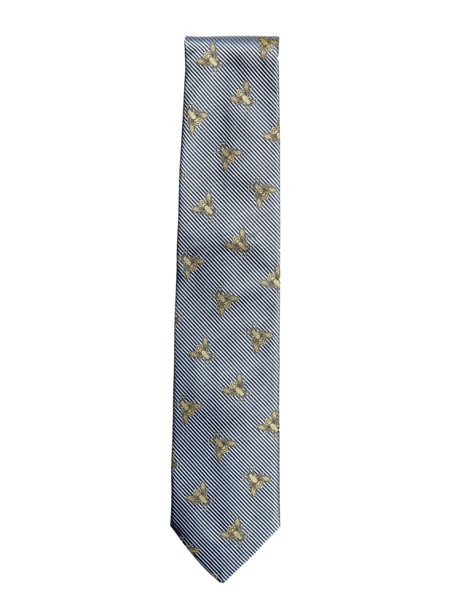 Menswear Favourbrook Ties | Powder Blue Gold Bees Silk Tie