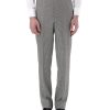 Menswear Favourbrook Trousers | Black Houndstooth Wool High Waisted Flat Front Trouser