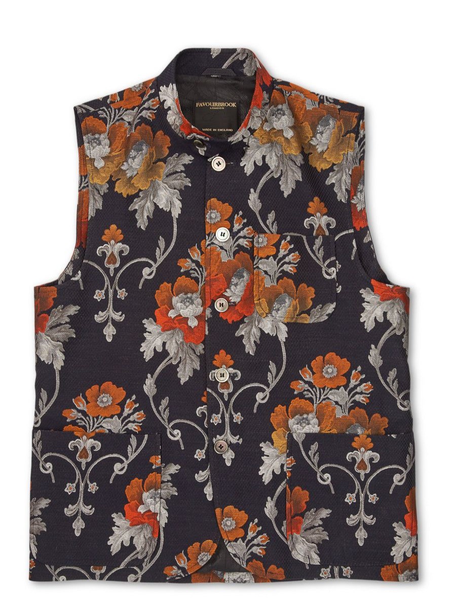 Menswear Favourbrook Waistcoats | Midnight Belvoir Silk/Wool Gilet