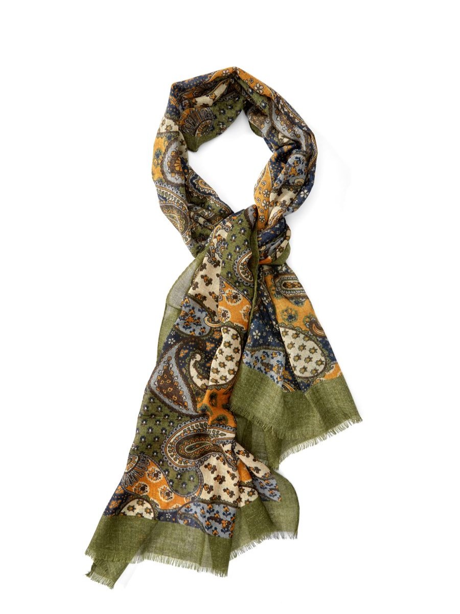 Menswear Favourbrook Scarves & Cravats | Olive Woodstock Wool Scarf