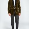 Menswear Favourbrook Smoking Jackets | Olive Velvet Single Breasted Grosvenor Smoking Jacket