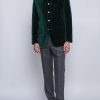 Menswear Favourbrook Velvet Jackets | Racing Green Velvet Nehru Jacket Button Cuff