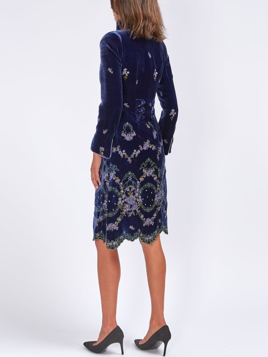 Womenswear Favourbrook Jackets & Coats | Westminster Coat Royal Blue Gwilym Silk Velvet