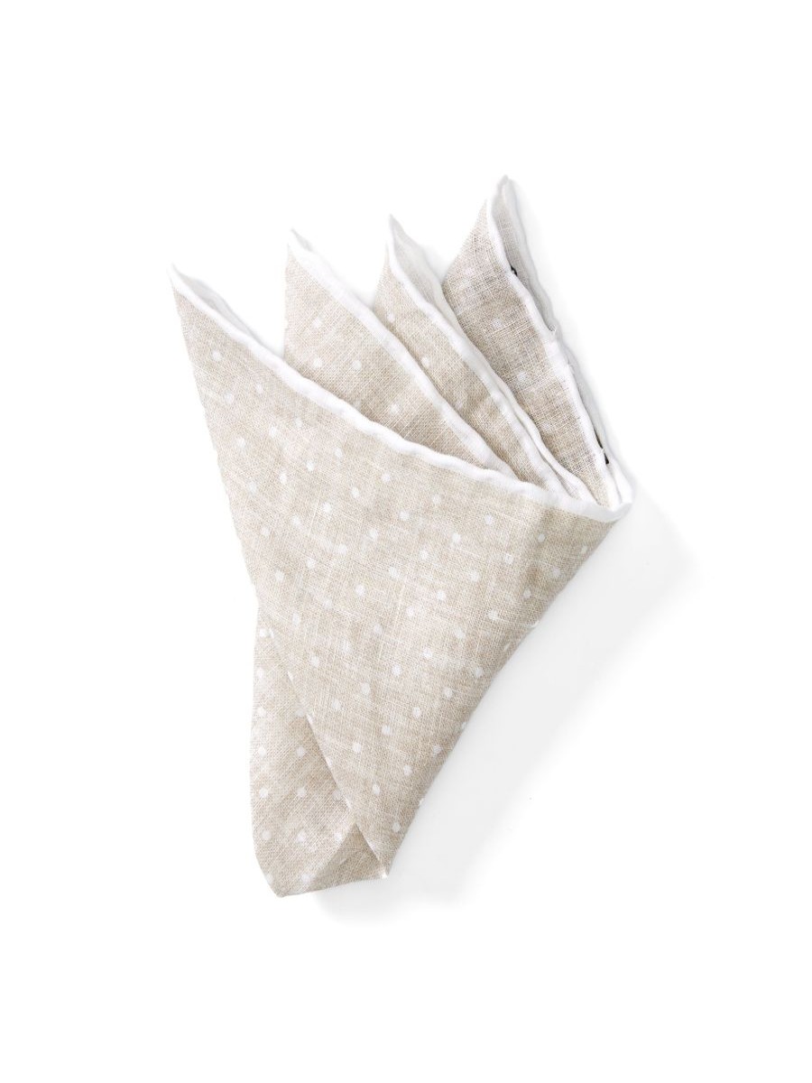 Menswear Favourbrook Pocket Squares | Natural Milford Spot Handkerchief