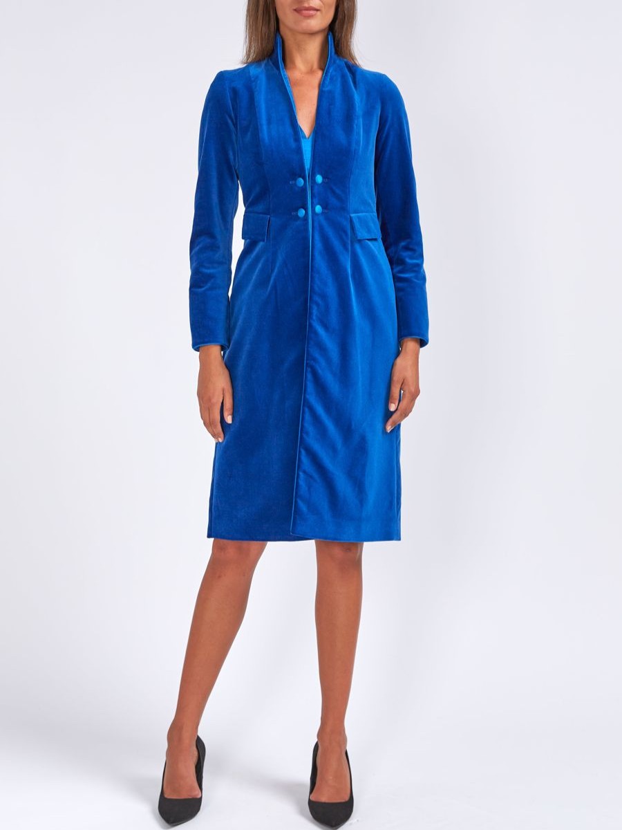 Womenswear Favourbrook Jackets & Coats | Eton Coat Marine Blue Cotton Velvet