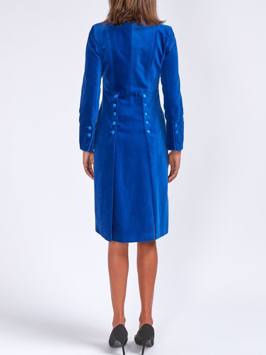 Womenswear Favourbrook Jackets & Coats | Eton Coat Marine Blue Cotton Velvet