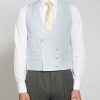 Menswear Favourbrook Waistcoats | Sky Bray Linen Double Breasted 8 Button Shawl Lapel Waistcoat