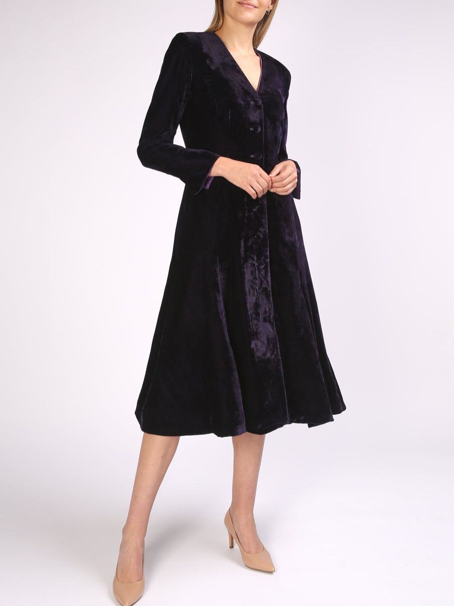 Womenswear Favourbrook Jackets & Coats | Savoy Coat Plum Plain Sandwashed Velvet