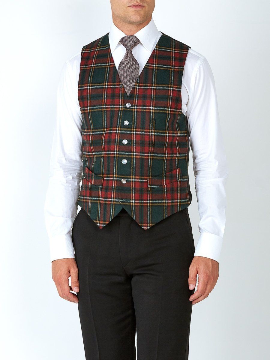 Menswear Favourbrook Waistcoats | Multi Dunrobin Wool Single Breasted 6 Button Ticket Pocket Waistcoat