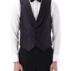 Menswear Favourbrook Waistcoats | Navy Albert Silk Single Breasted 4 Button Shawl Lapel Waistcoat