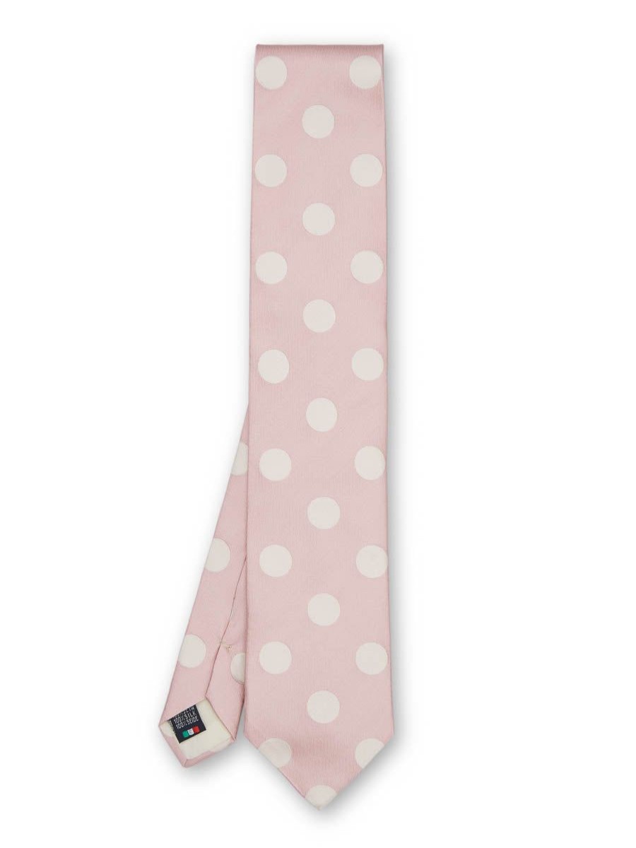 Menswear Favourbrook Ties | Cambridge Spot Pink/Cream Silk Tie