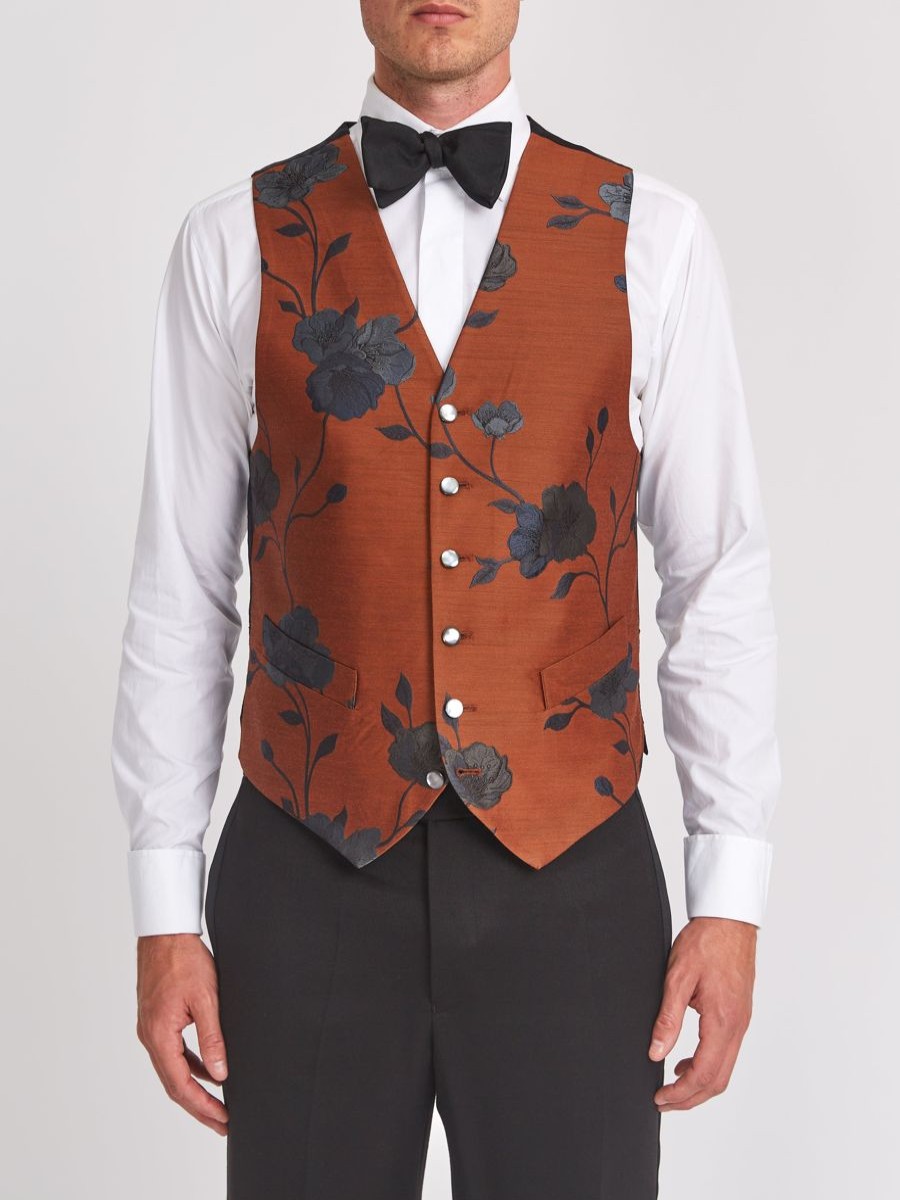 Menswear Favourbrook Waistcoats | Rust Grantham Single Breasted 6 Button Waistcoat