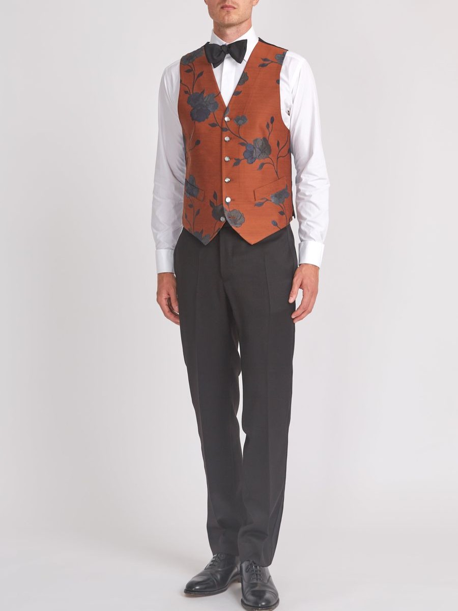 Menswear Favourbrook Waistcoats | Rust Grantham Single Breasted 6 Button Waistcoat