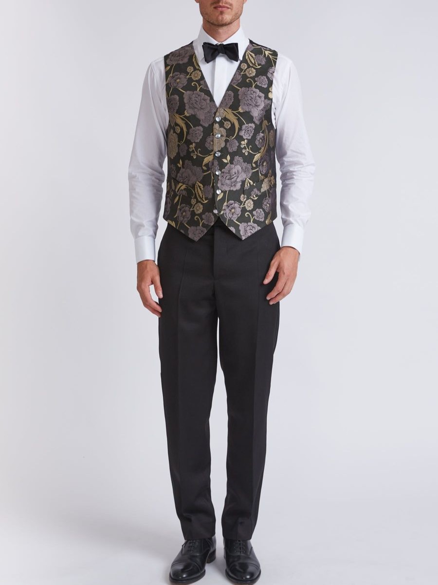 Menswear Favourbrook Waistcoats | Olive Winnington Silk Single Breasted 6 Button Waistcoat