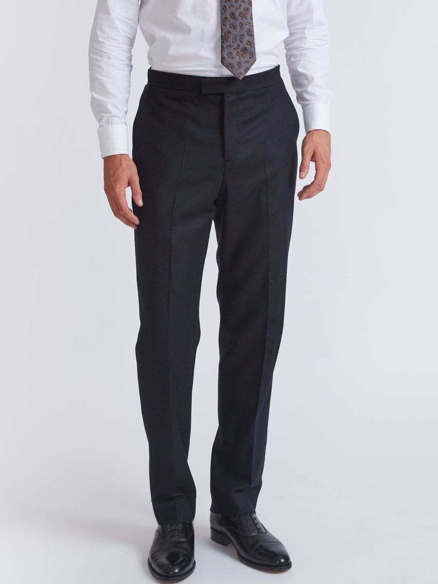 Menswear Favourbrook Trousers | Midnight Seaton Cashmere Wool Flat Front Dress Trouser