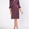 Womenswear Favourbrook Dresses | Bella Dress Burgundy Plum Silk Satin