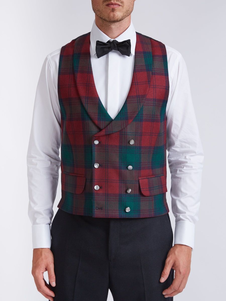 Menswear Favourbrook Waistcoats | Tartan Lindsey Double Breasted Waistcoat With Lapel