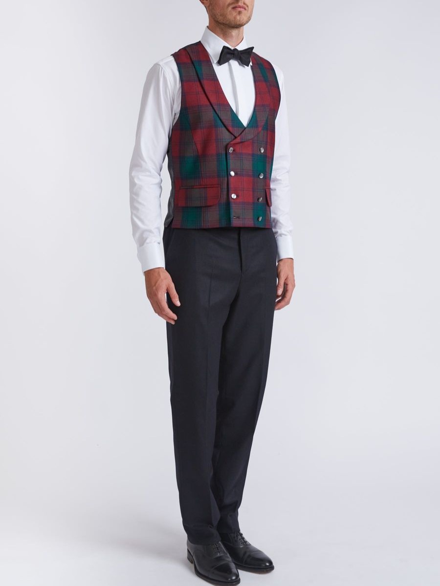 Menswear Favourbrook Waistcoats | Tartan Lindsey Double Breasted Waistcoat With Lapel