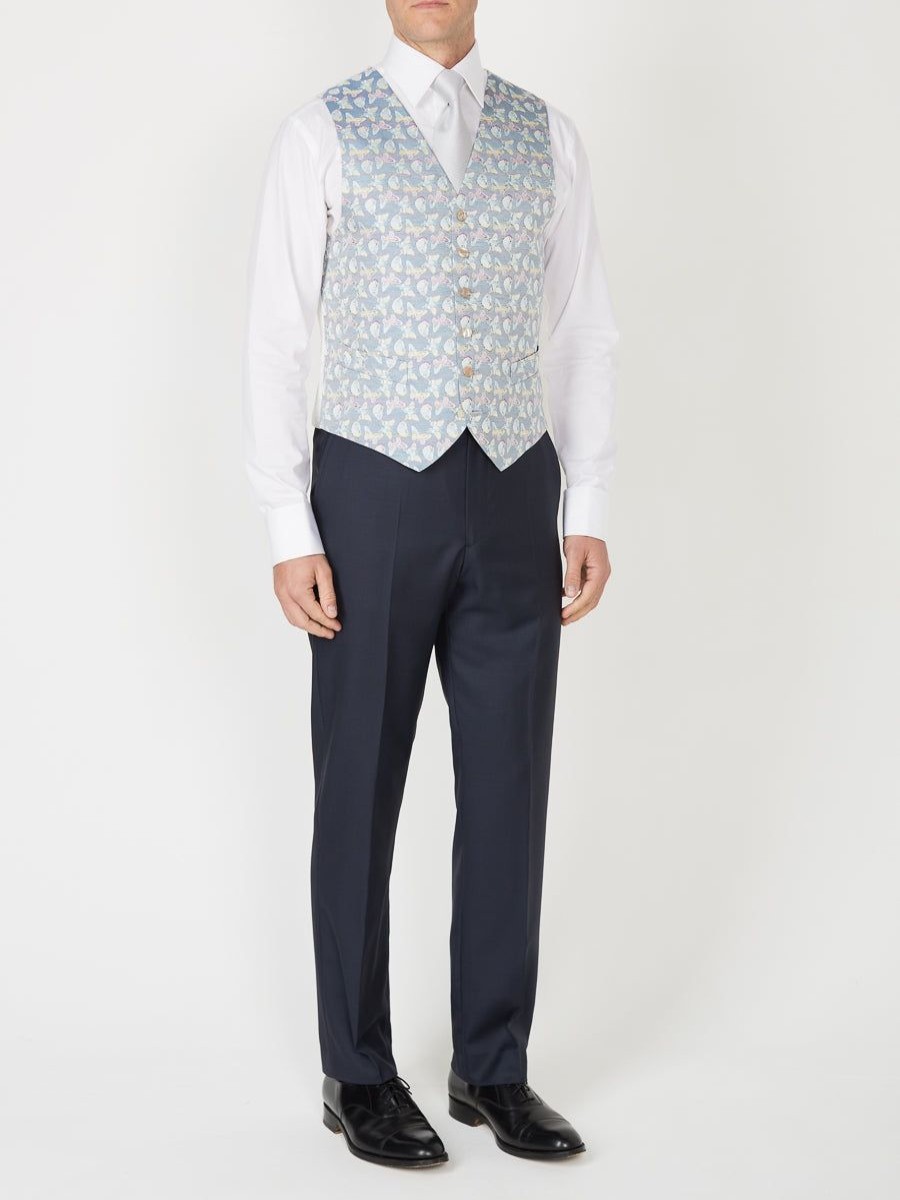 Menswear Favourbrook Waistcoats | Victoria Sky Blue Single Breasted 6 Button Waistcoat