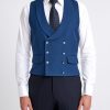 Menswear Favourbrook Waistcoats | Storm Blue Wool Double-Breasted 8-Button Shawl Lapel Waistcoat