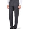 Menswear Favourbrook Suits | Charcoal Wellington Wool Flat Front Trouser