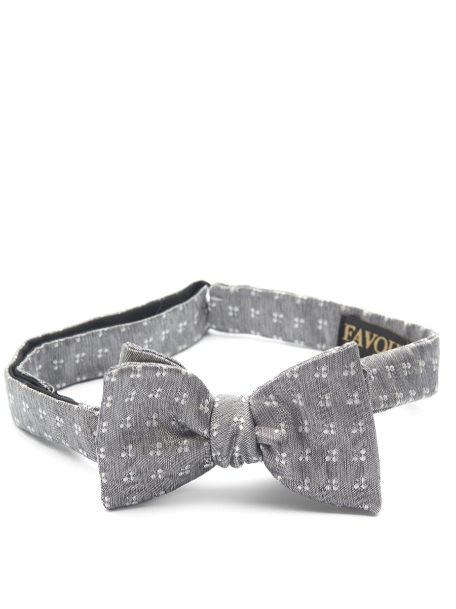 Menswear Favourbrook Bow Ties & Cummerbunds | Grey Pattern Silk Bow Tie