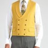 Menswear Favourbrook Waistcoats | Butterscotch Wool Double Breasted 8 Button Shawl Lapel Waistcoat