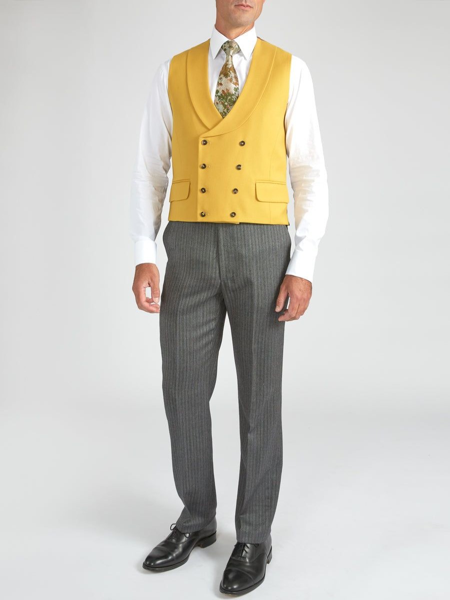 Menswear Favourbrook Waistcoats | Butterscotch Wool Double Breasted 8 Button Shawl Lapel Waistcoat