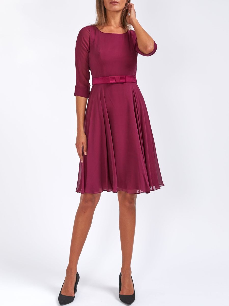 Womenswear Favourbrook Dresses | Serena Circle Dress Berry Georgette Silk Georgette