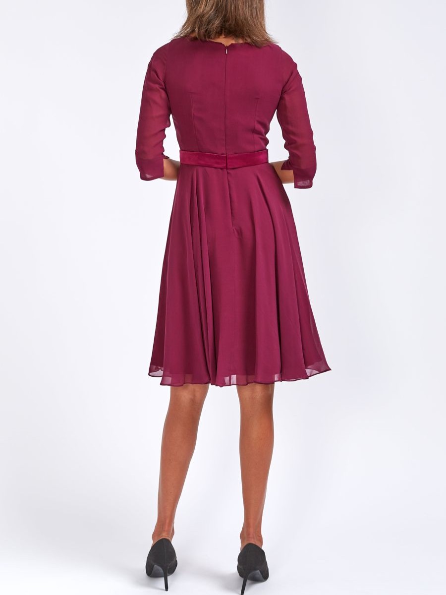 Womenswear Favourbrook Dresses | Serena Circle Dress Berry Georgette Silk Georgette