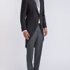 Menswear Favourbrook Morning Coats | Charcoal Windsor Herringbone Wool Morning Coat