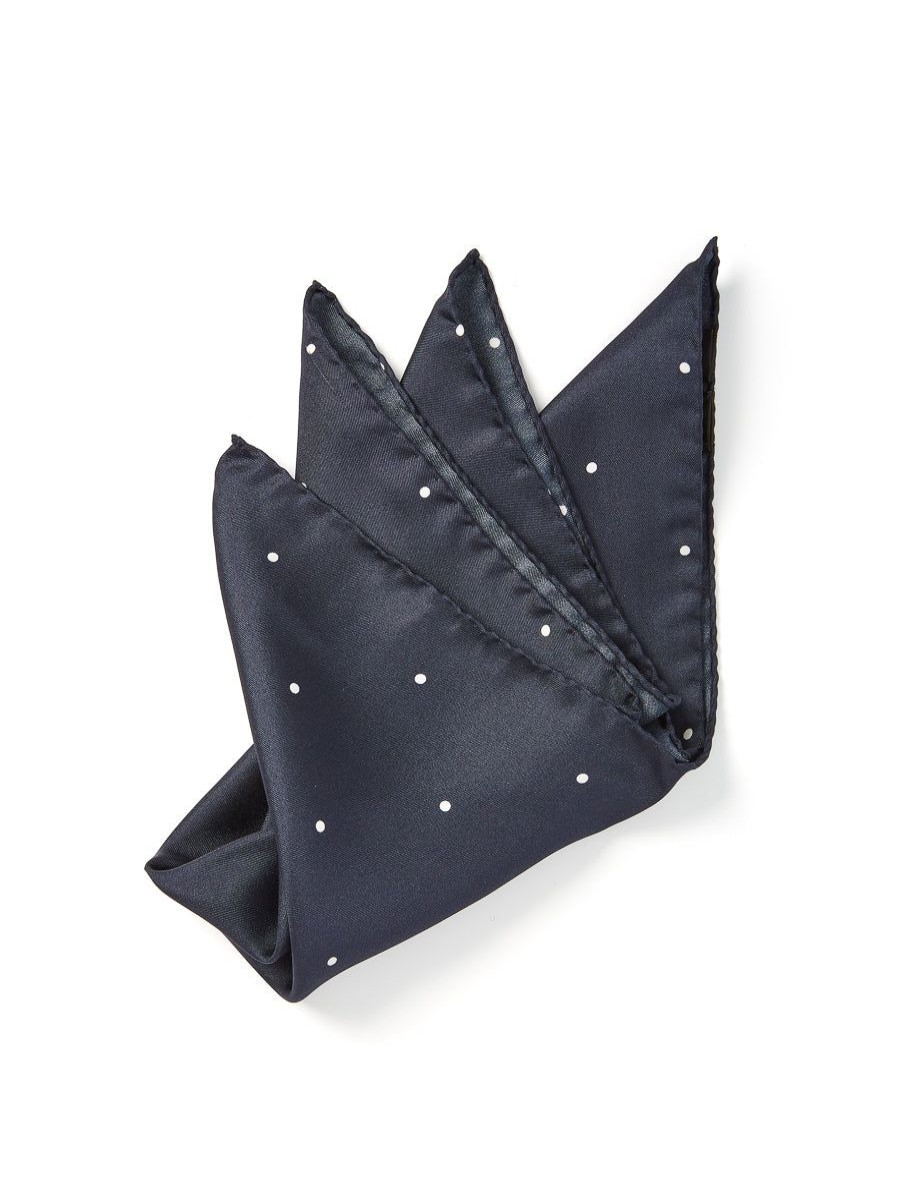 Menswear Favourbrook Pocket Squares | Navy Spot Silk Pocket Square